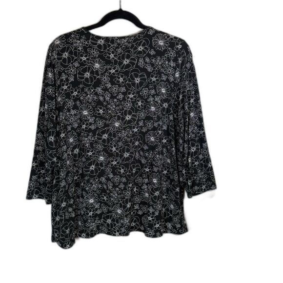 J.Jill Wearever Collection Black with White Florals Size Large - Picture 7 of 13